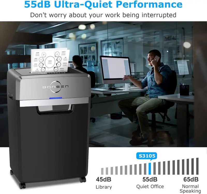 Commercial Cross-Cut Paper Shredder 24-Sheet Capacity, 40-Min Continuous Run, P-4 Security Level