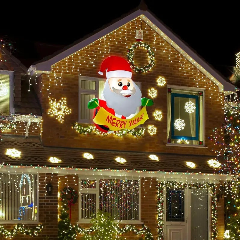 EAONE 12 Ft Christmas Inflatable Santa Sleigh with Reindeers, LED Lights, Outdoor Holiday Decor