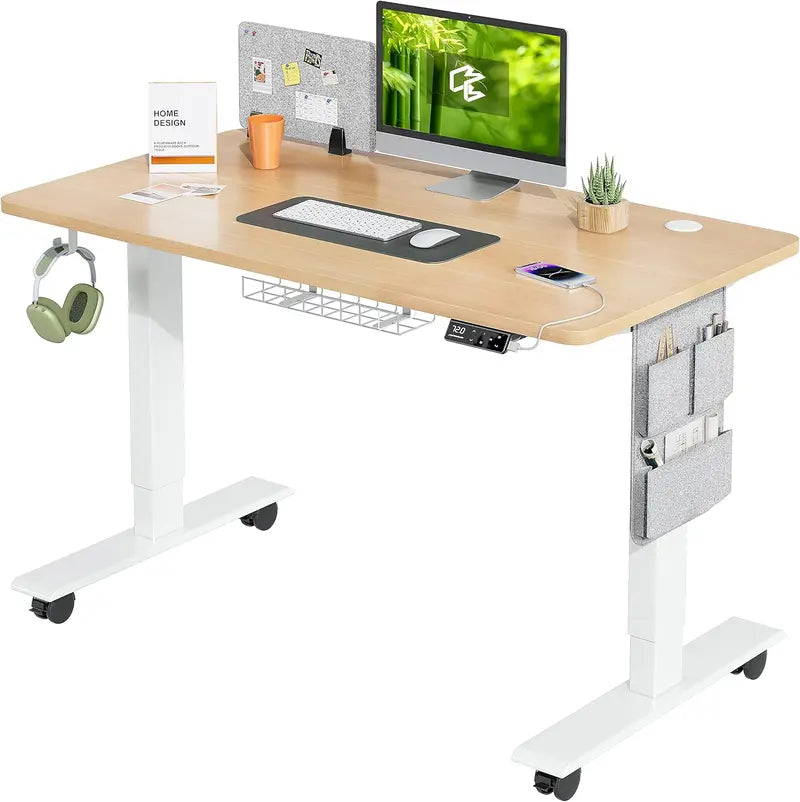 MAIDeSITe Electric Height-Adjustable Standing Desk 120×60 cm Desktop with Cable Management, Ideal for Home Offices