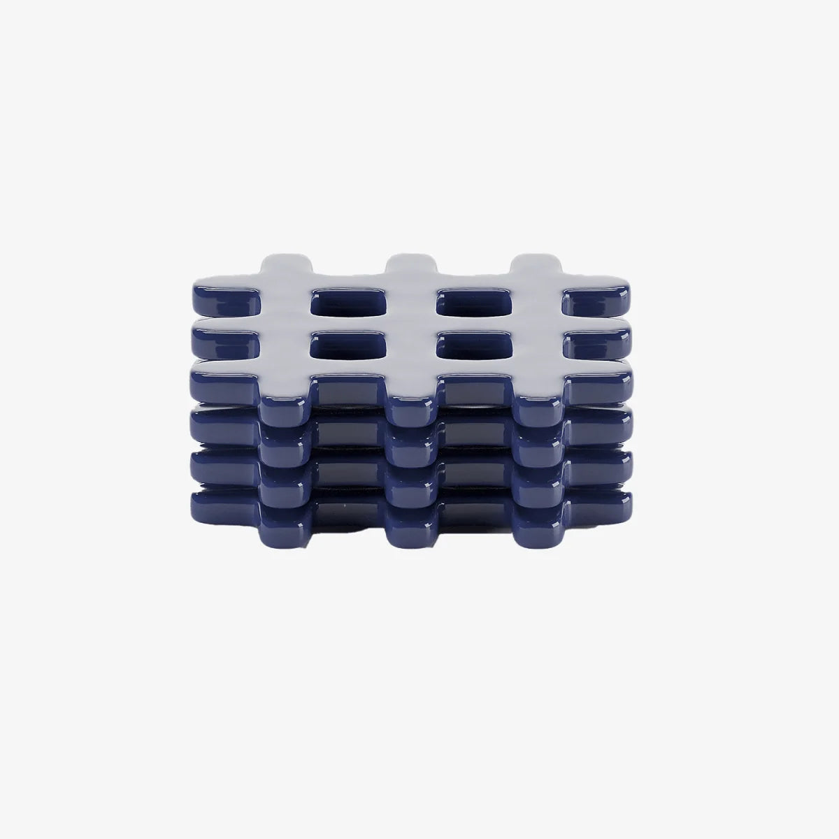 Lot de 4 dessous de verre, carr c ramique tress e bleu