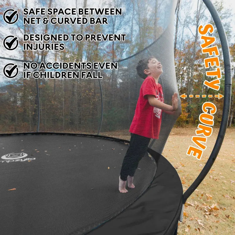 JUMPZYLLA 8-Foot Outdoor Trampoline Enclosed Safety Net for Kids and Families