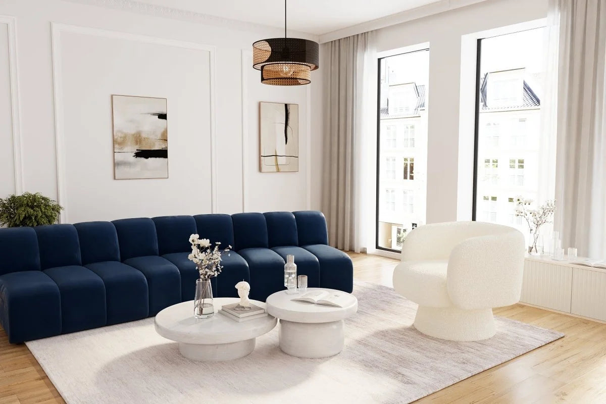 Canap modulable en velours bleu marine H l ne