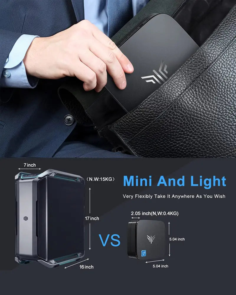 Kamrui AK1 Pro Mini PC AMD Ryzen 7, 12GB DDR5 RAM, 256GB PCIe SSD, 4K Dual Display Support