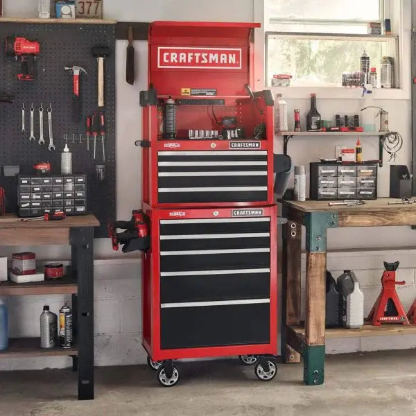 2000 Series Rolling Tool Cabinet 26″W × 36.5″H 5-Drawer Red Steel Storage Unit on Casters
