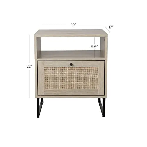 Nathan James Mina Side, End Table Wood Finish Matte Accents with Storage