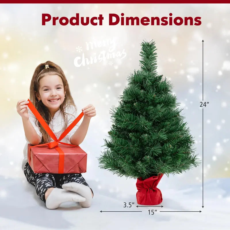 Compact Tabletop Fir-Style Christmas Tree with Battery-Powered Warm White LEDs
