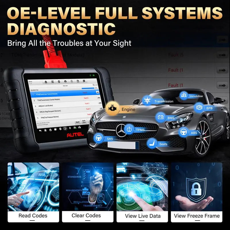 Autel MK808S Advanced OBD2 Scanner Bi-Directional Diagnostics, 28+ Reset Functions, All-System Coverage