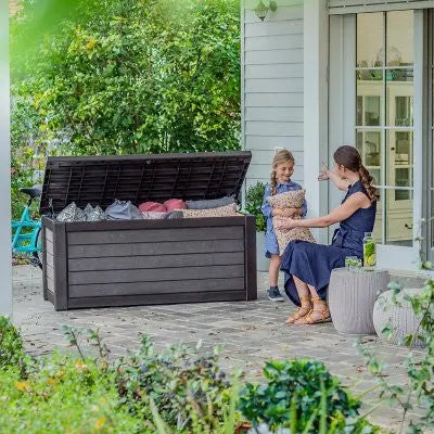 Keter 165-Gallon Resin Deck Storage Box UV-Resistant & Lockable Outdoor Bin