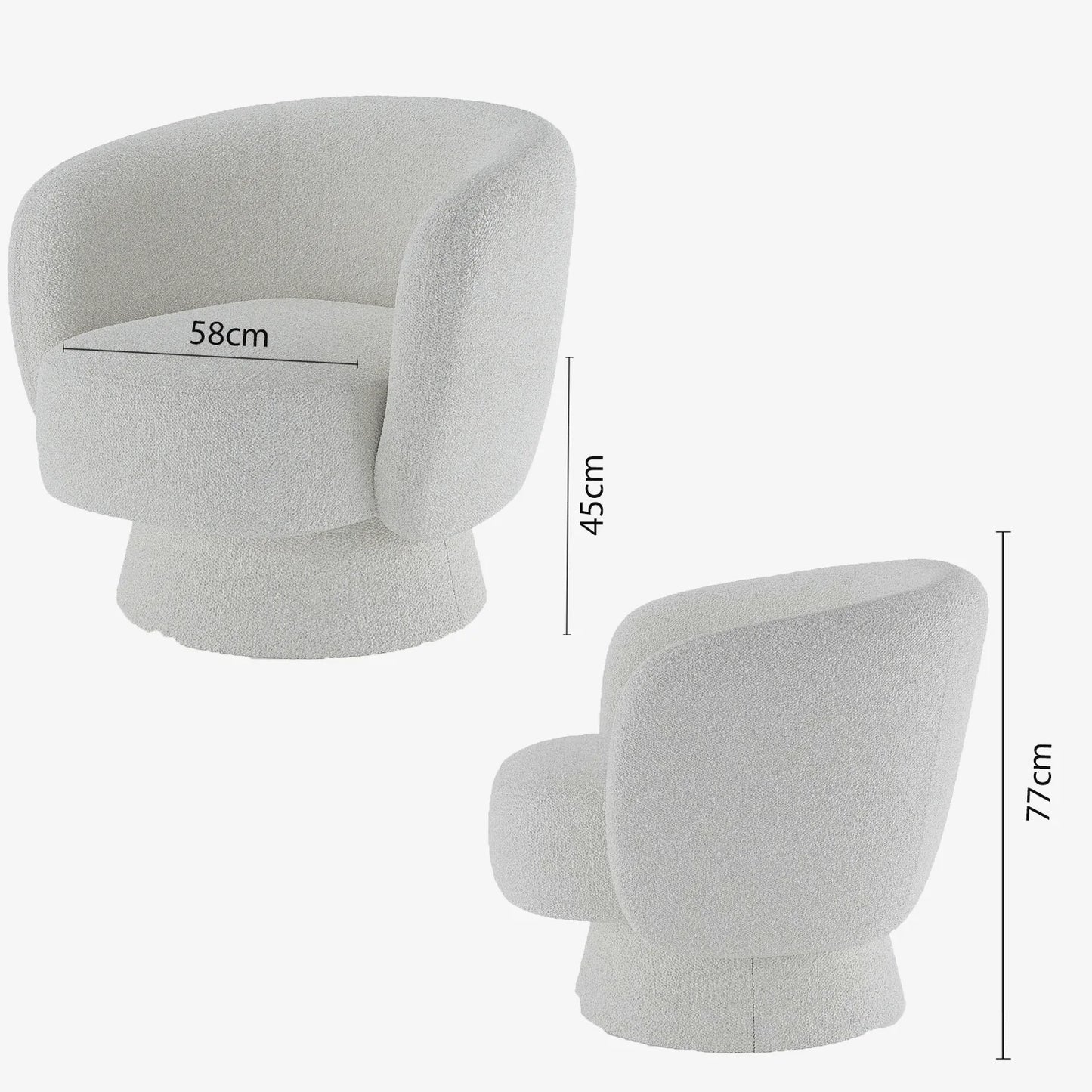 Fauteuil bouclette pivotant blanc Salma