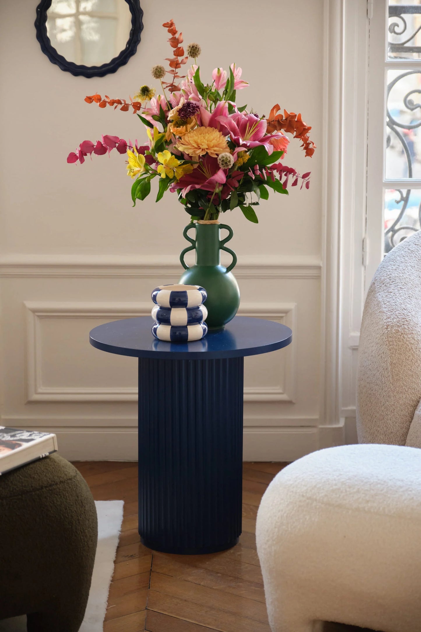 Berlin - Cache-pot de fleurs bou e ray bleu en c ramique