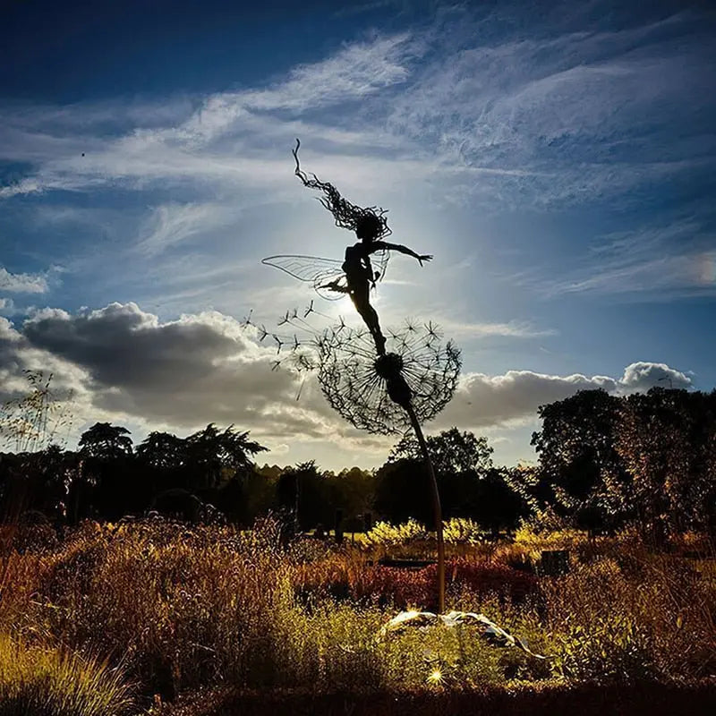 Aeris Dancing Fairy Garden Statue Rust-Resistant Steel Sculpture with Delicate Wind-Swaying Details