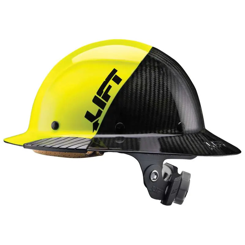 Lift Safety Hard Hat DAX FIFTY50 Yellow/Black Carbon Full Brim