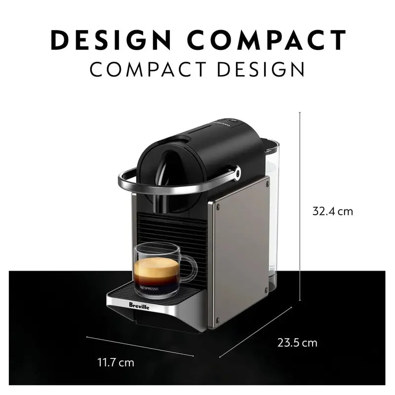 Nespresso Pixie Titan by Breville Compact Espresso Machine with 19-Bar Pressure, Titanium Finish, BEC440TTN Model