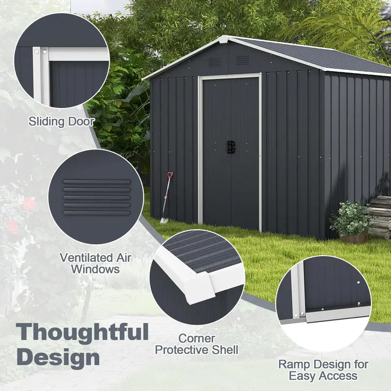 Freestanding Outdoor Storage Shed with Reinforced Floor & Lockable Door