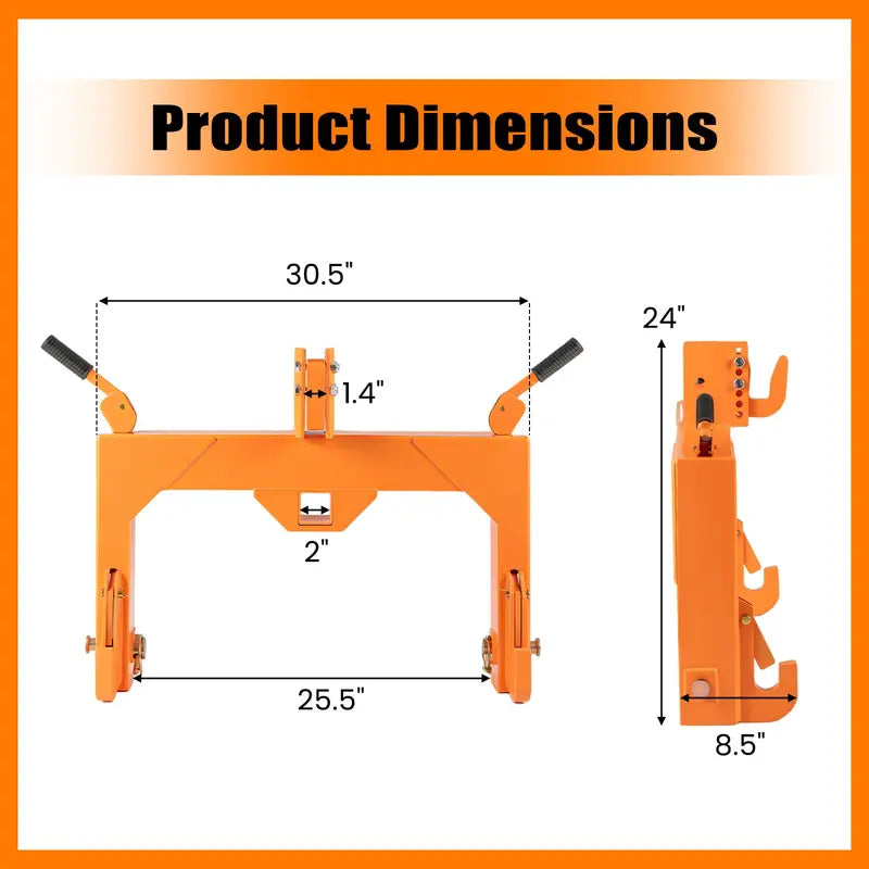 Adjustable 3-Point Quick Hitch 3000 lb Towing Capacity with 5-Position Height Settings