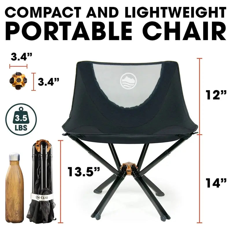 CLIQ Portable Folding Camping Chair 300-Lb Capacity, Lightweight & Compact
