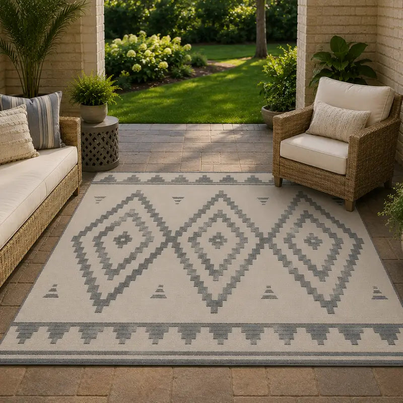 5×8 ft Reversible Woven Patio Rug Designed for Decks, RVs, and Outdoor Spaces