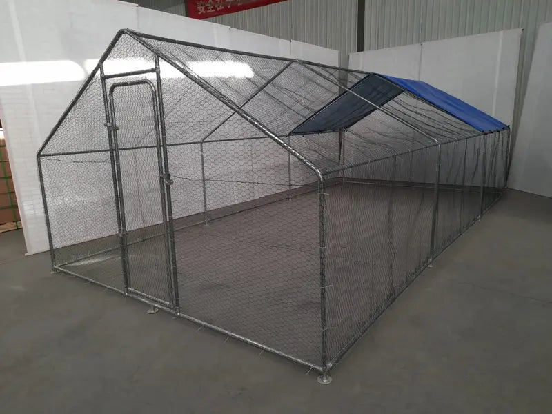 10 ft x 20 ft Outdoor Dog Kennel & Chicken Run Galvanized Steel Frame, Secure Enclosed Habitat (Model 2010CG)