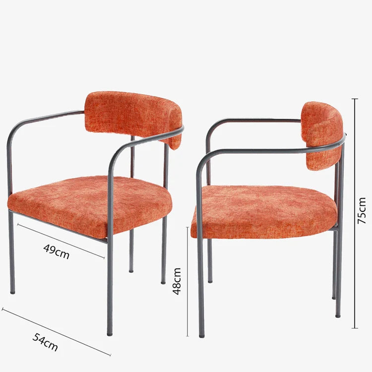 Chaise de salle manger tapiss e avec accoudoirs, velours ocre, Barbara