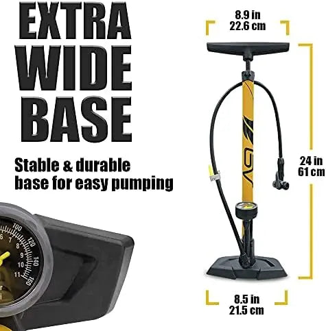 BV Durable Steel Bike Floor Pump 17/24″ Smart Valve 160 PSI Auto Reversible Presta/Schrader