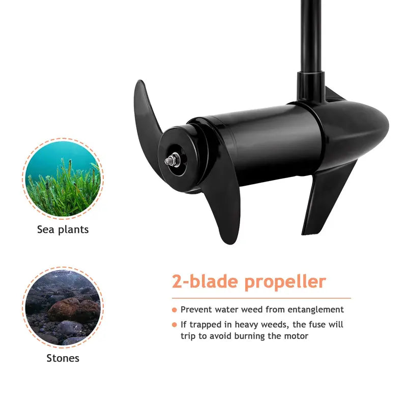 8-Speed Electric Trolling Motor with Adjustable Telescopic Handle for Boats