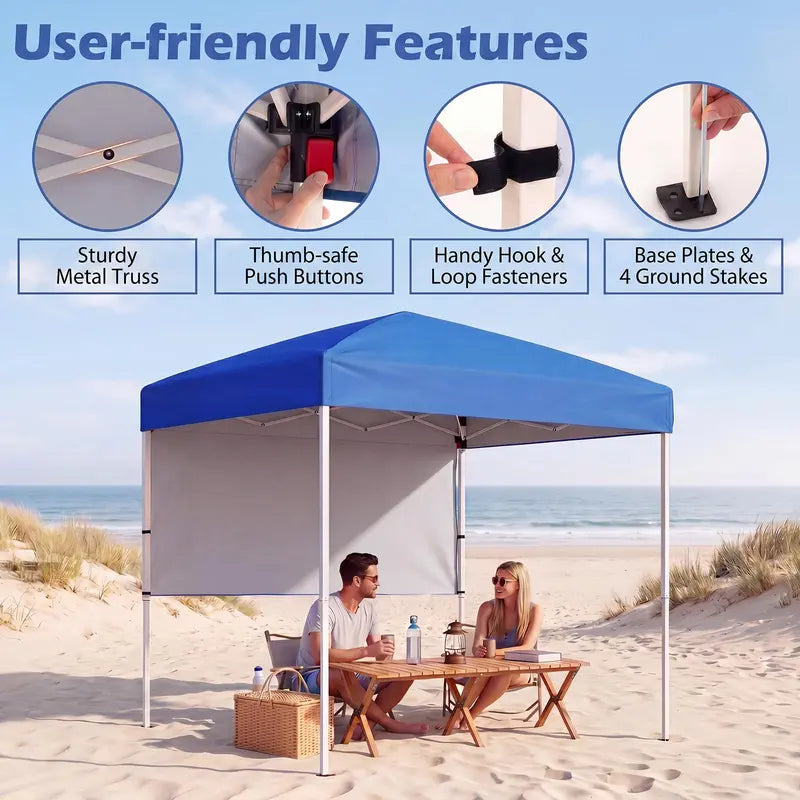 6 x 4-Foot Pop-Up Canopy UPF 50+ Sun-Shade Tent with Quick-Setup Design & Half Sidewall