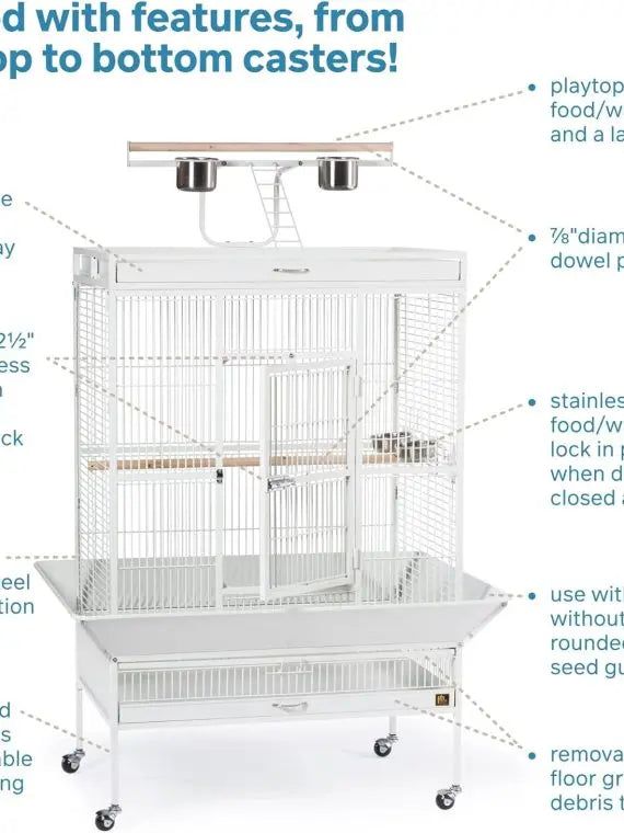 Prevue Pet Products Wrought Iron Bird Cage, Chalk White, 36″x24″x66″