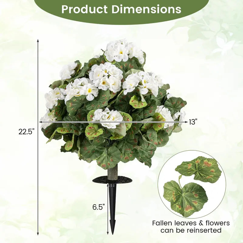 Set of 2 Begonia Ball Topiaries 22.5-Inch Artificial Plants with Ground Anchors