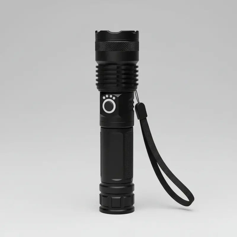 High-Power Rechargeable LED Flashlight with Adjustable Focus Beam