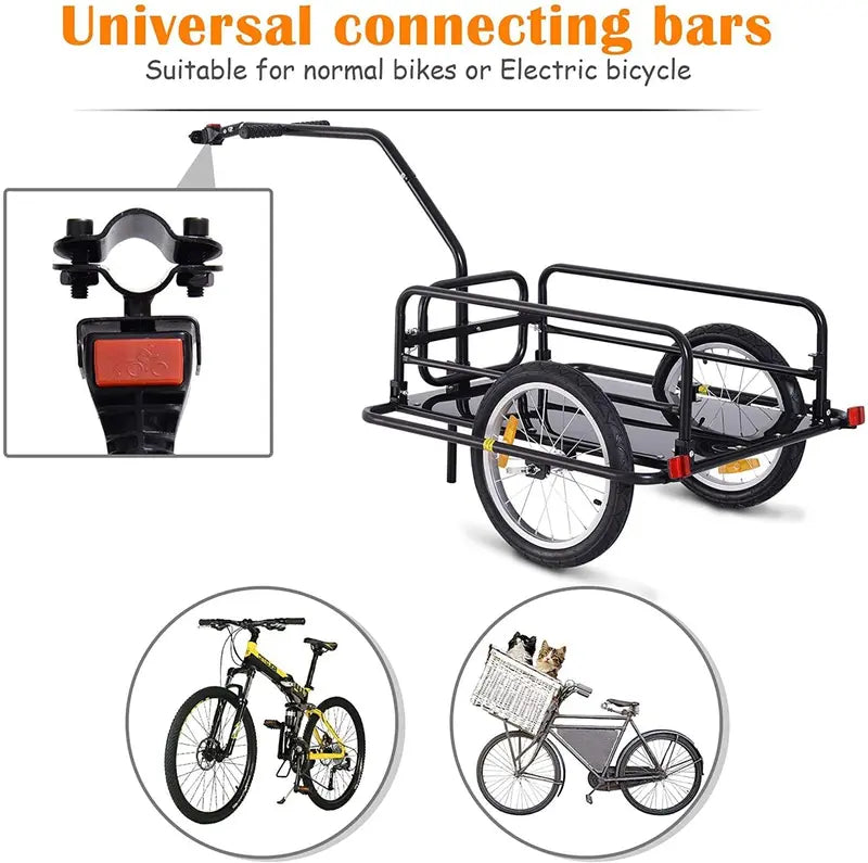 Aosom Foldable 80-Lb Capacity Bike Cargo Trailer with 16-Inch Wheels and Universal Hitch Black