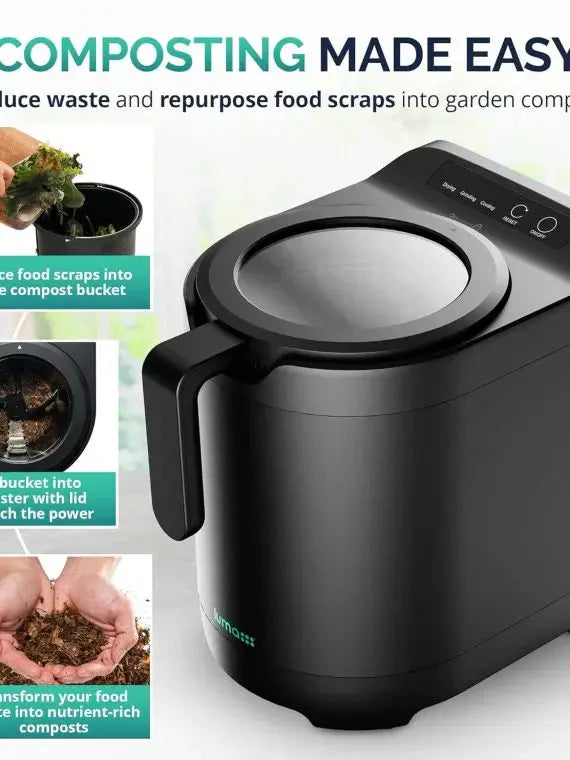 2.5L Electric Kitchen Composter Odorless Countertop Food Waste Processor with Clear Lid