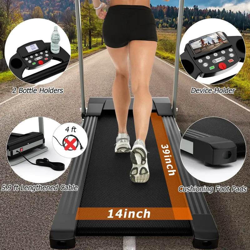 LED-Display Folding Treadmill Home Running Machine with Phone Holder & Smooth Fold Design