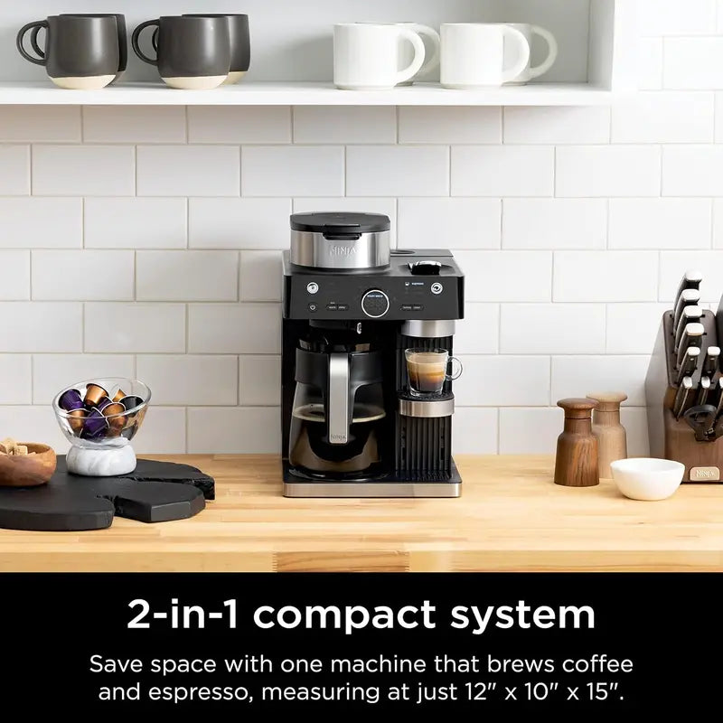 Ninja Espresso & Coffee Barista System 3 Brew Styles: Espresso, Drip, and Specialty Drinks