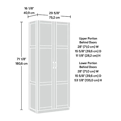 Sauder Select Storage Cabinet, L: 29.61 x W: 16.02 x H: 71.50 , White Finish