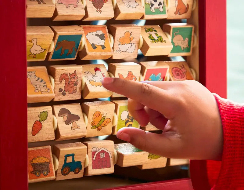 City-Themed Wooden Activity Cube Educational Toddler Toy with Sensory Play Features, Ages 1+