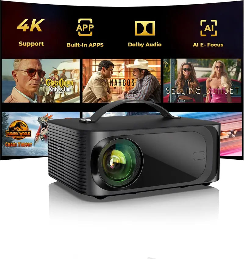 High-Brightness 4K Outdoor Projector: 3200 ANSI Lumens, AI Auto Focus, and Preloaded Smart Applications