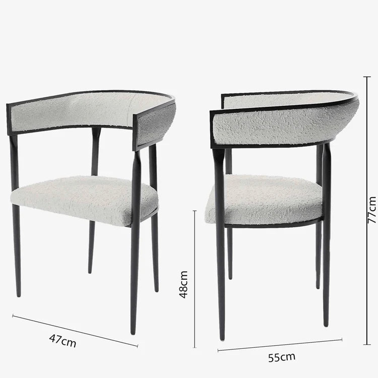 Chaise de salle manger design dossier arrondi bouclette gris cr me Aurore