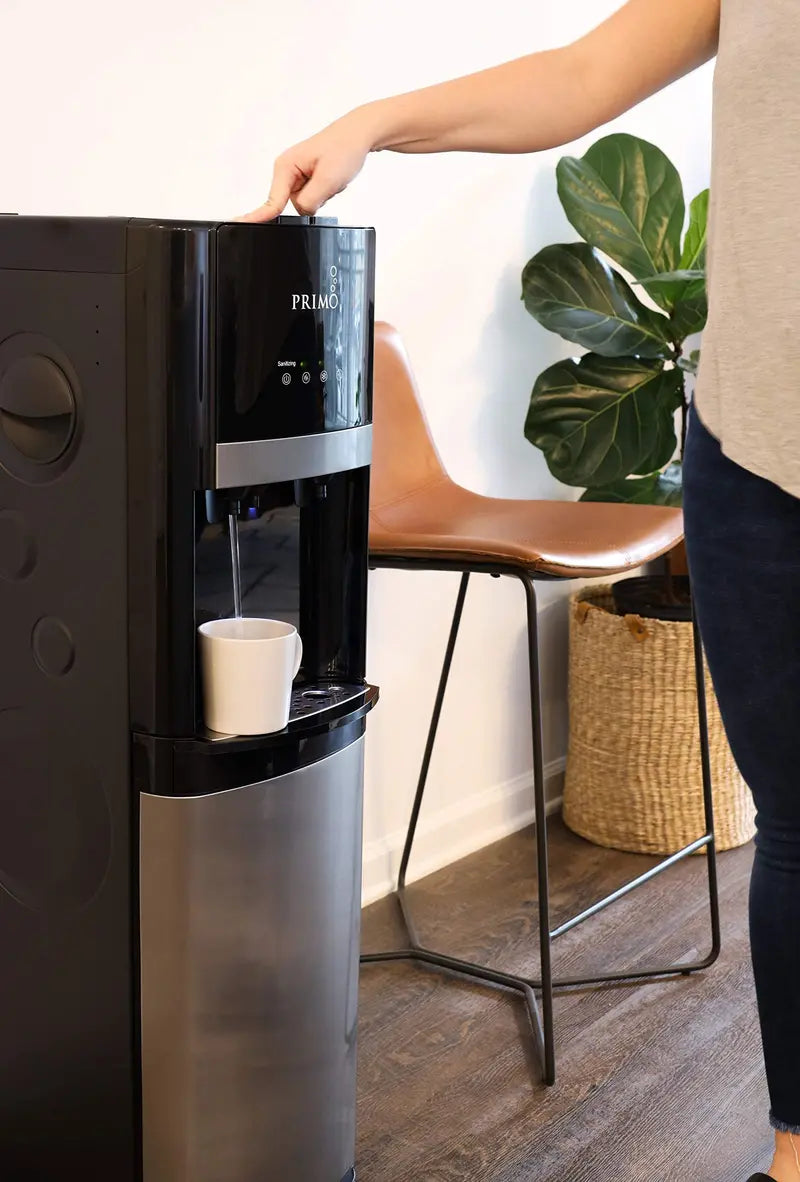 Primo Self-Cleaning Bottom Loading Water Dispenser, Stainless Steel, Hot & Cold, 5 Gallon Capacity, BPA-Free