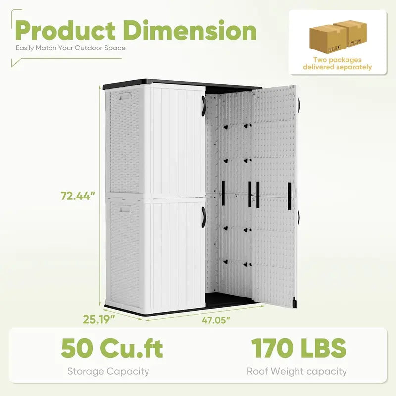Devoko Weatherproof Outdoor Storage Cabinet 26 Cu Ft Lockable Shed for Patio & Garden Gear
