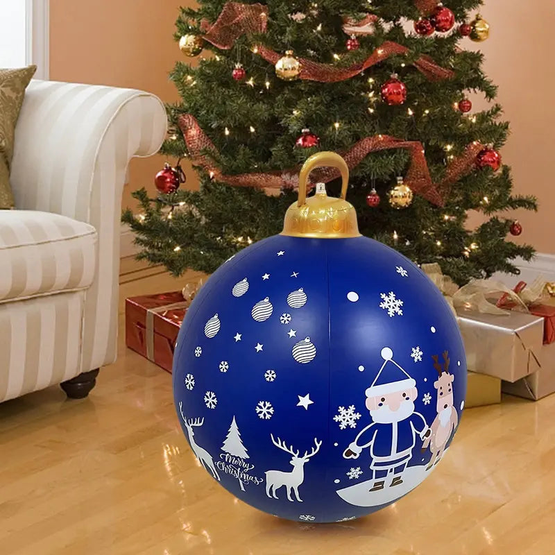 24″ Giant Durable PVC Christmas Inflatable Ball Ornament Outdoor Yard Decoration