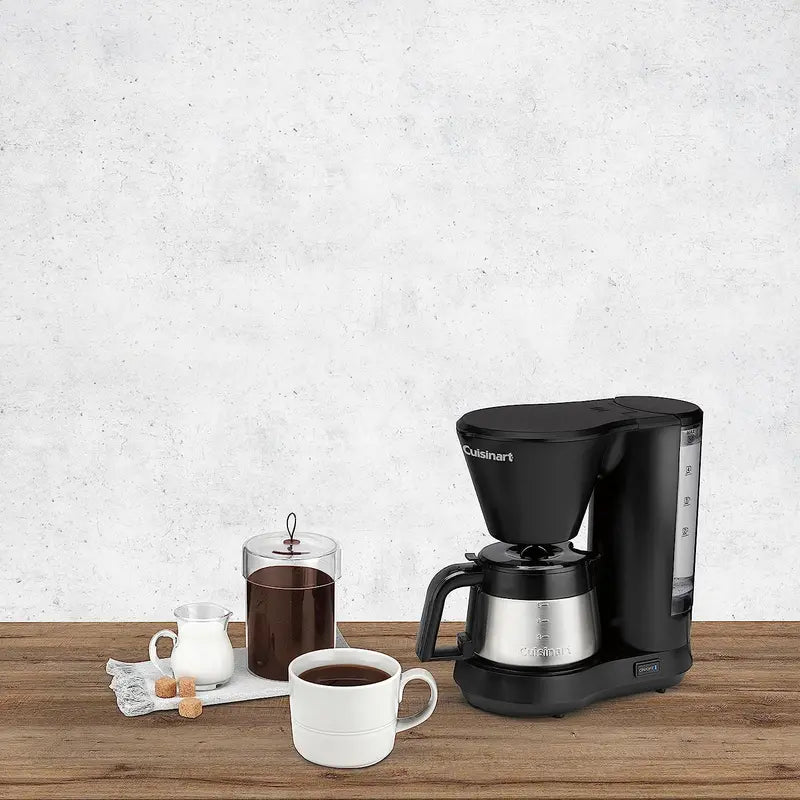 Cuisinart 5-Cup Compact Coffeemaker Stainless Steel Carafe, Brew-Pause Function, Space-Saving Design