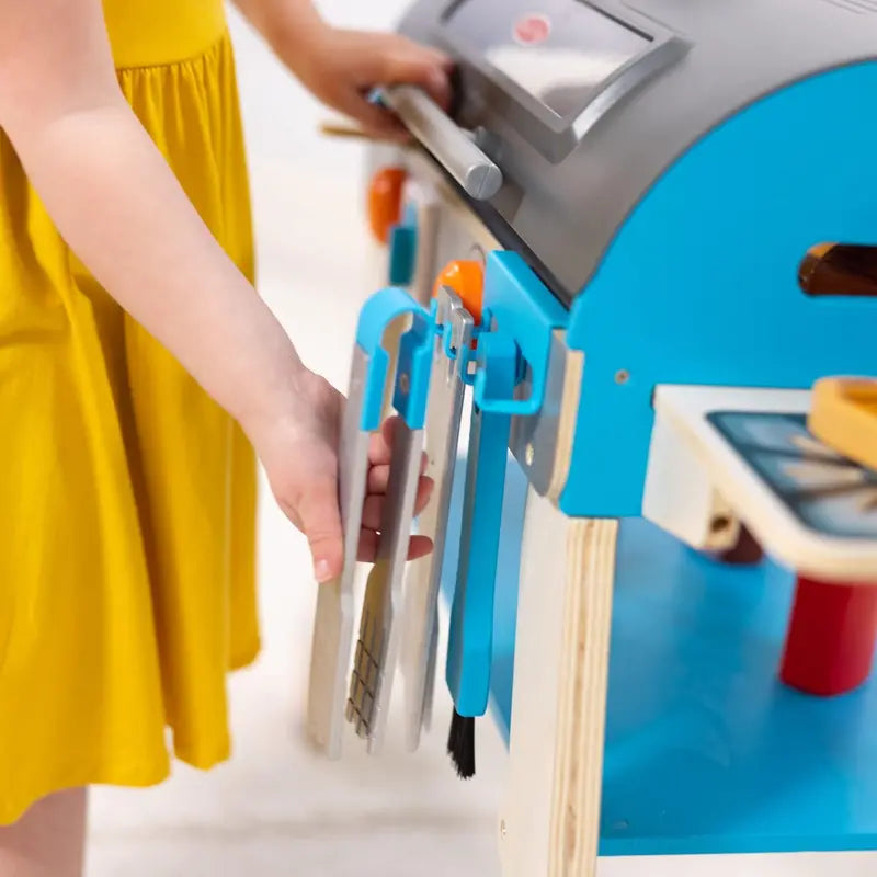 Wooden Luxury Pretend Grill & Pizza Oven Toy Smoker-Inspired Cooking Role-Play Set