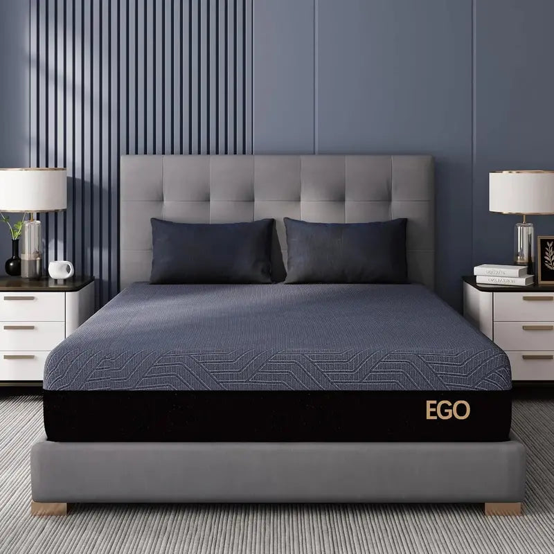 14-Inch King-Size Cooling Gel Memory Foam Mattress CertiPUR-US Certified, Therapeutic Medium-Firm Support for Back Pain Relief, Made in USA, Black Bed-in-a-Box