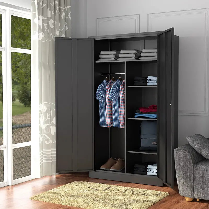 72-Inch Freestanding Steel Locker Cabinet Secure, Lockable Storage for Offices, Gyms, or Schools