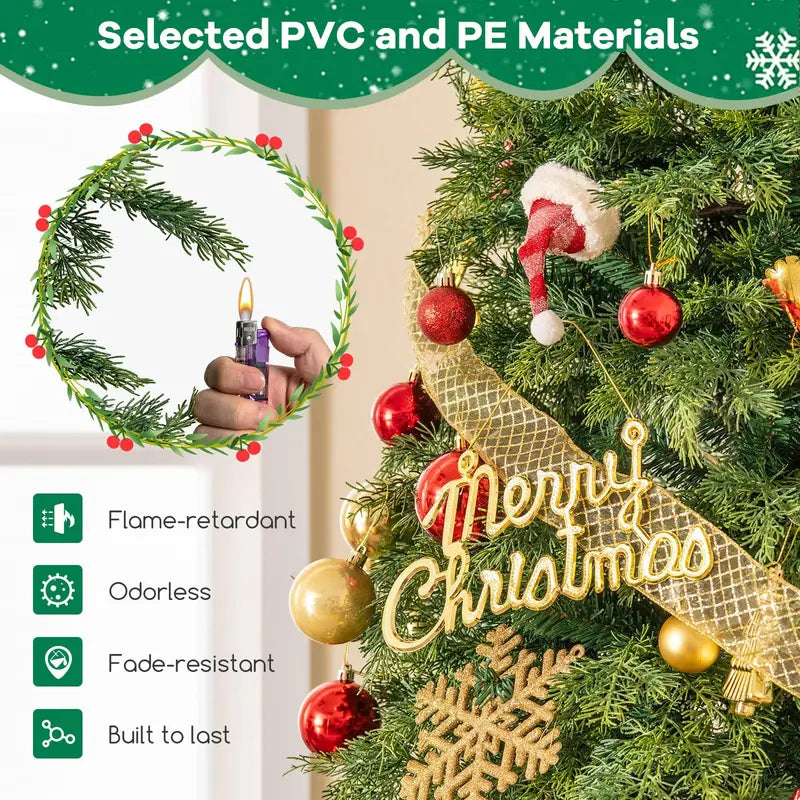 6-Foot Pre-Lit Artificial Christmas Tree Featuring 300 Dual-Color LEDs, 11 Lighting Modes & Remote Control