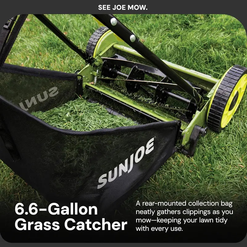 18-Inch Manual Reel Lawn Mower with Grass Catcher Eco-Friendly, Quiet, and Low-Maintenance Push Mower