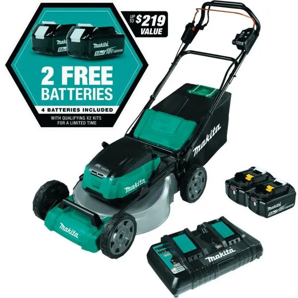 Makita 36V (18V X2) LXT Brushless 21 In. Self-Propelled Commercial Lawn Mower Kit with 4 Batteries (5.0Ah)