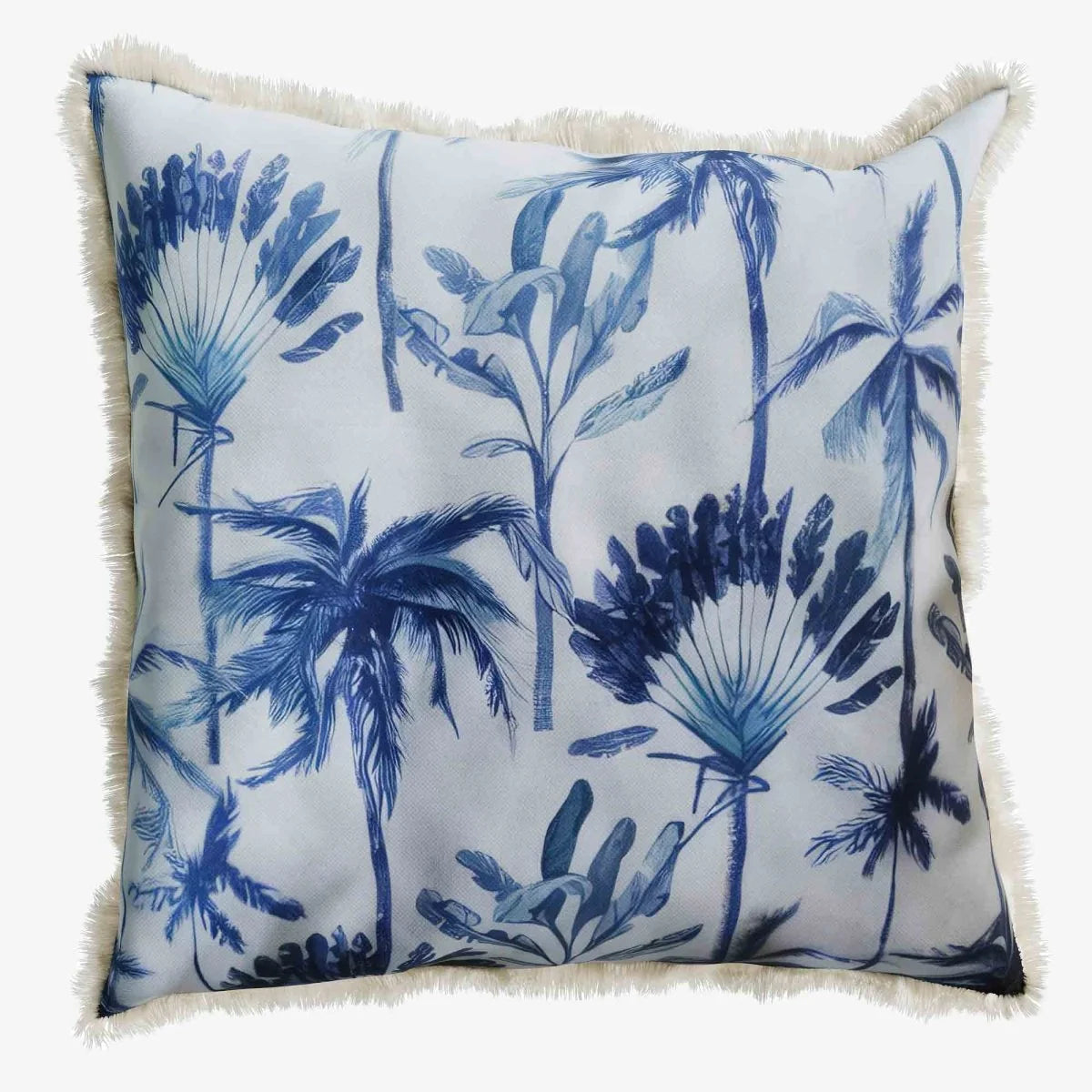 Coussin carr feuillage tropical bleu Dakar