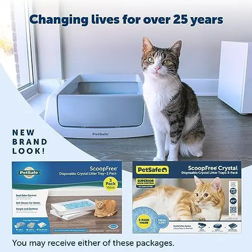 PetSafe ScoopFree Crystal Cat Litter Refills, Fresh Scent, 3-Pack, Disposable Tray, Leak Protection, Low Tracking, Odor Absorbing