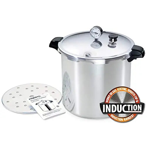 Presto 23-Quart Induction-Compatible Pressure Canner Silver Aluminum Model 01784